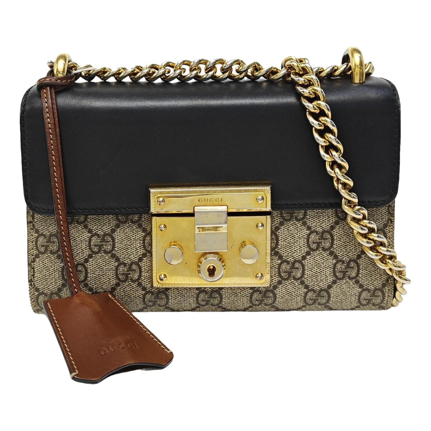 Padlock leather handbag