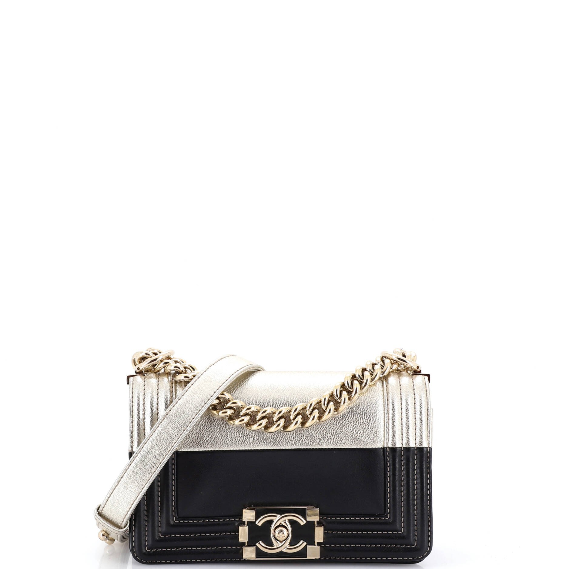 Bicolor Boy Flap Bag Calfskin Small