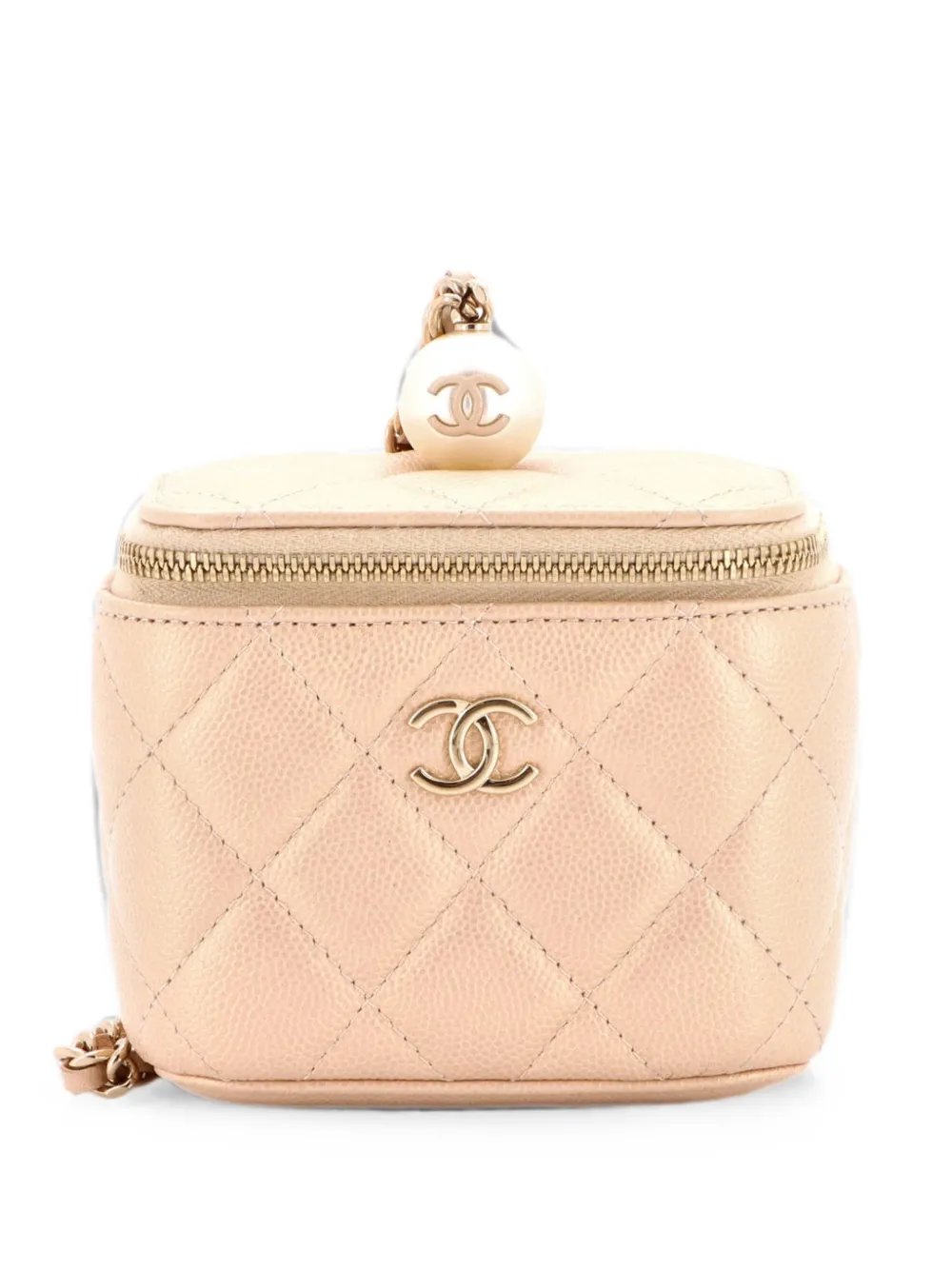 Classic Pearl Vanity Case with Chain Quilted Caviar Mini clutch bag