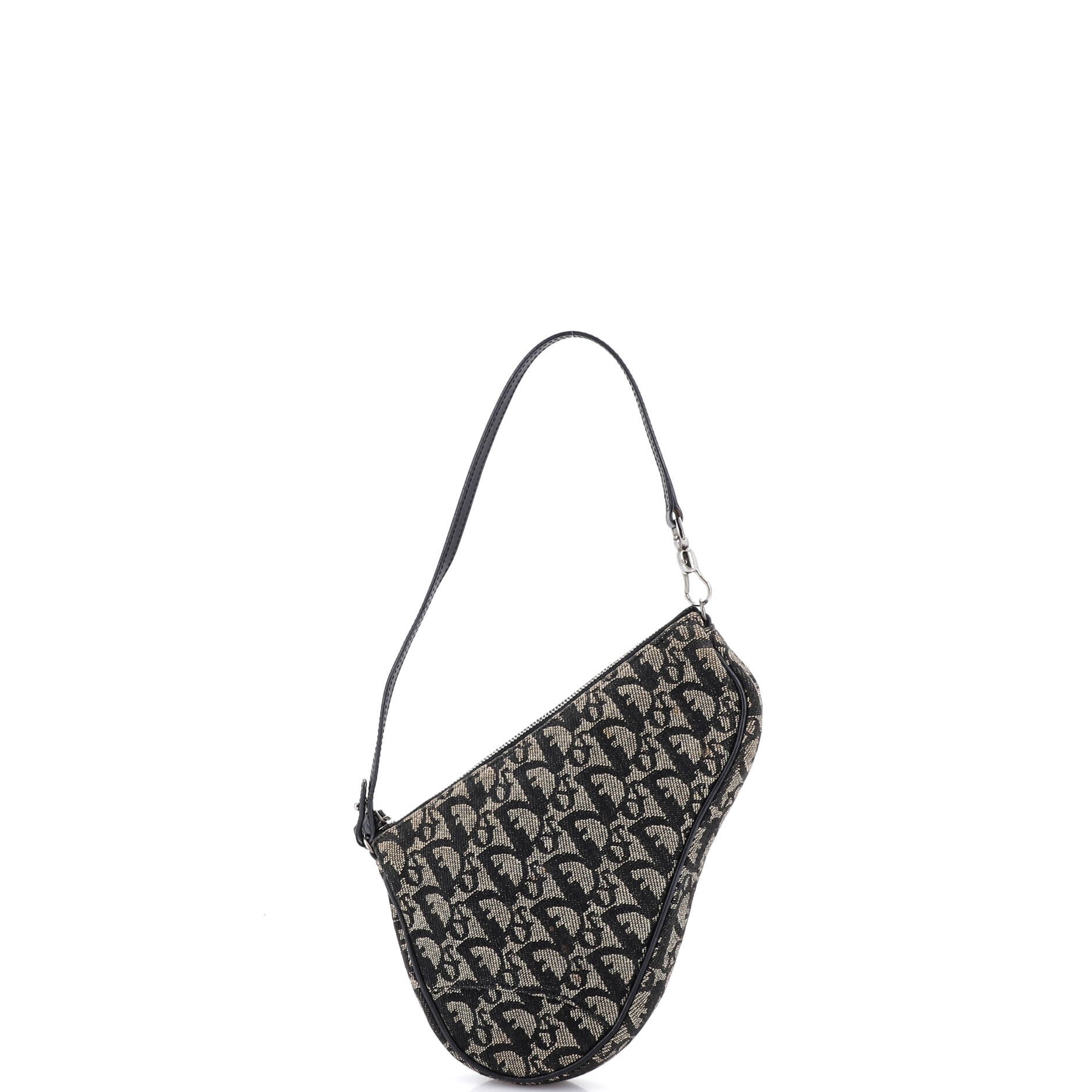 Dior Vintage Saddle Bag Diorissimo Canvas Mini