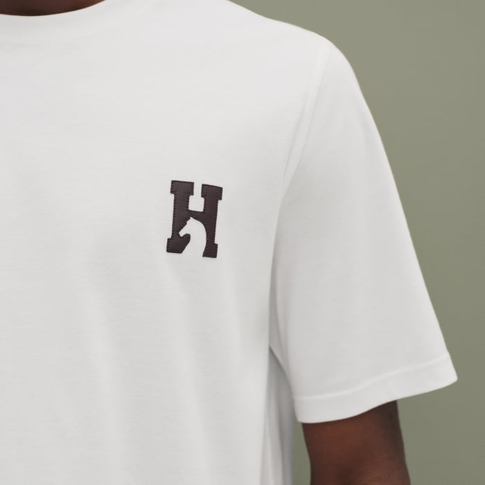 Blanc "H'Cheval" T-shirt With Leather Detail