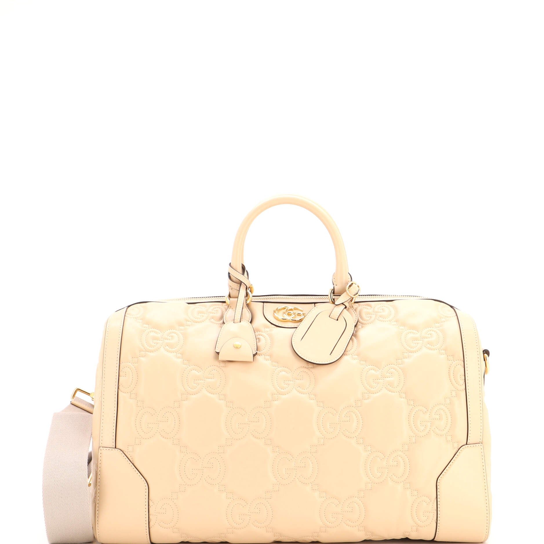 Convertible Boston Top Handle Bag GG Matelasse Leather Medium