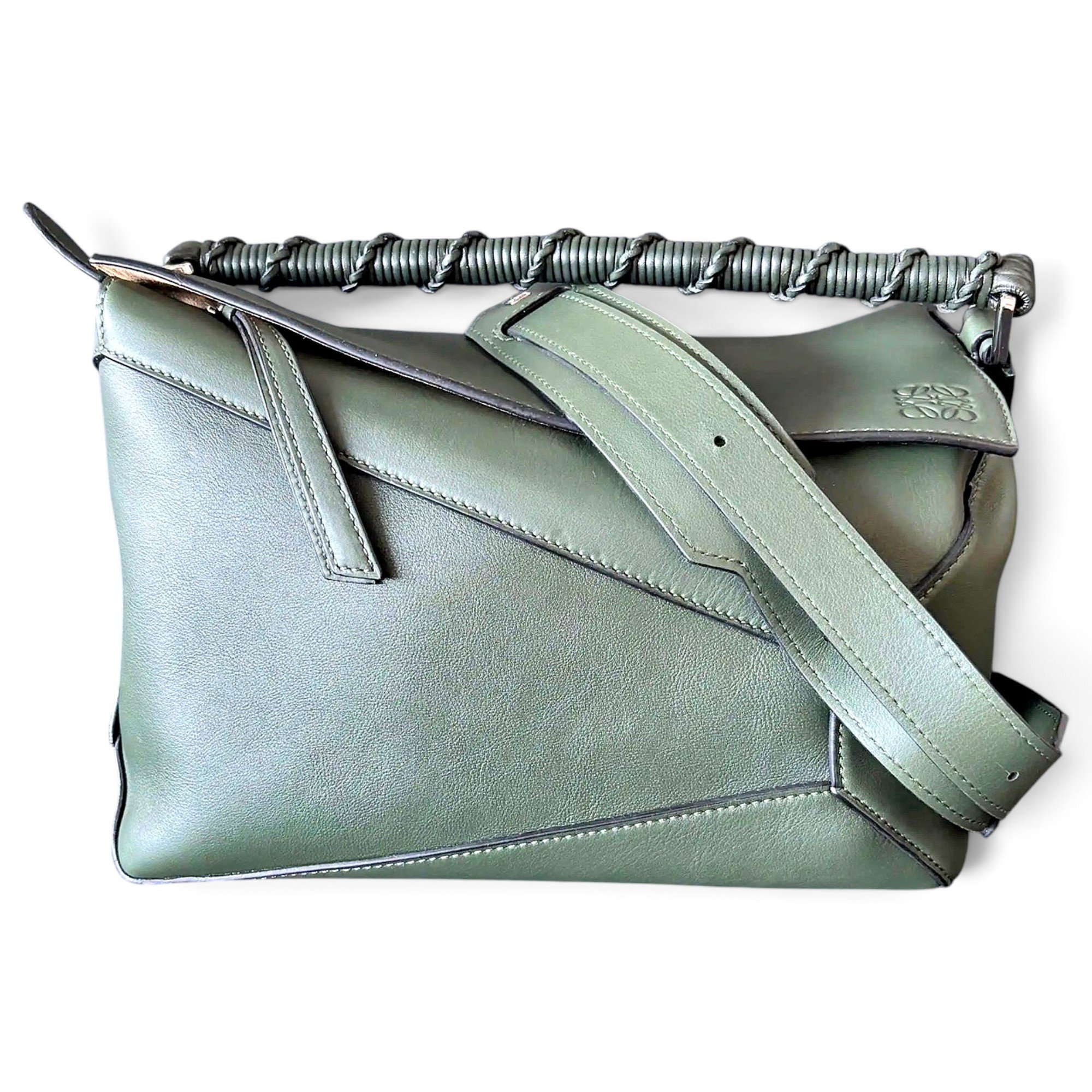 Puzzle leather handbag