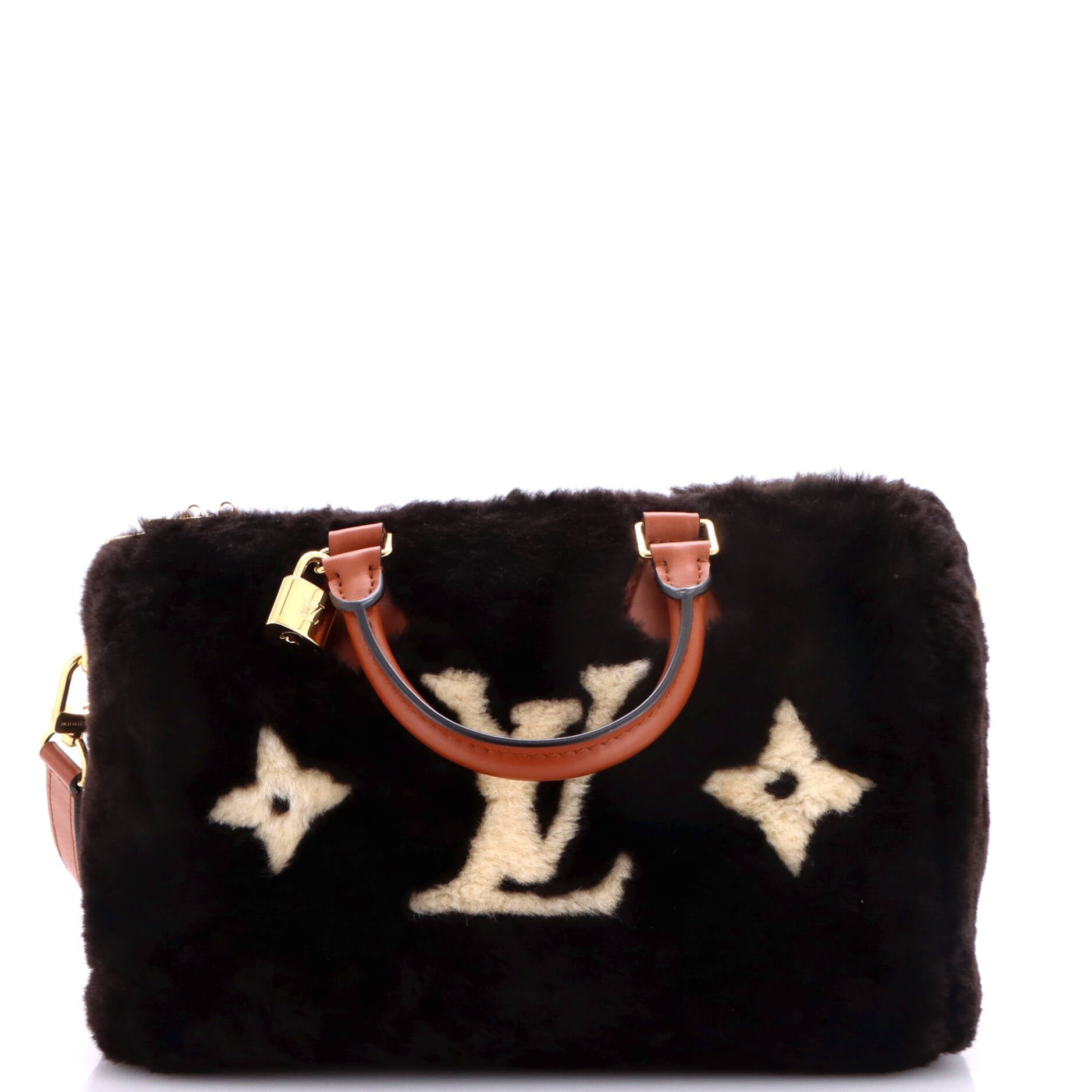 Speedy Bandouliere Bag Monogram Cozygram Shearling 30