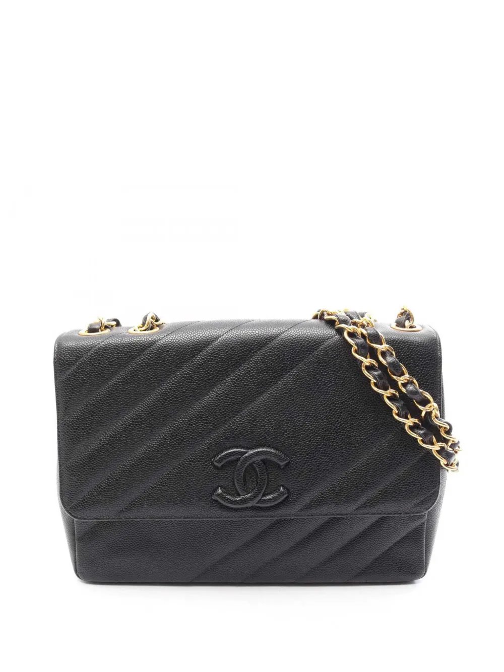 1994-1996 Jumbo CC Diagonal Quilted Caviar Flap shoulder bag