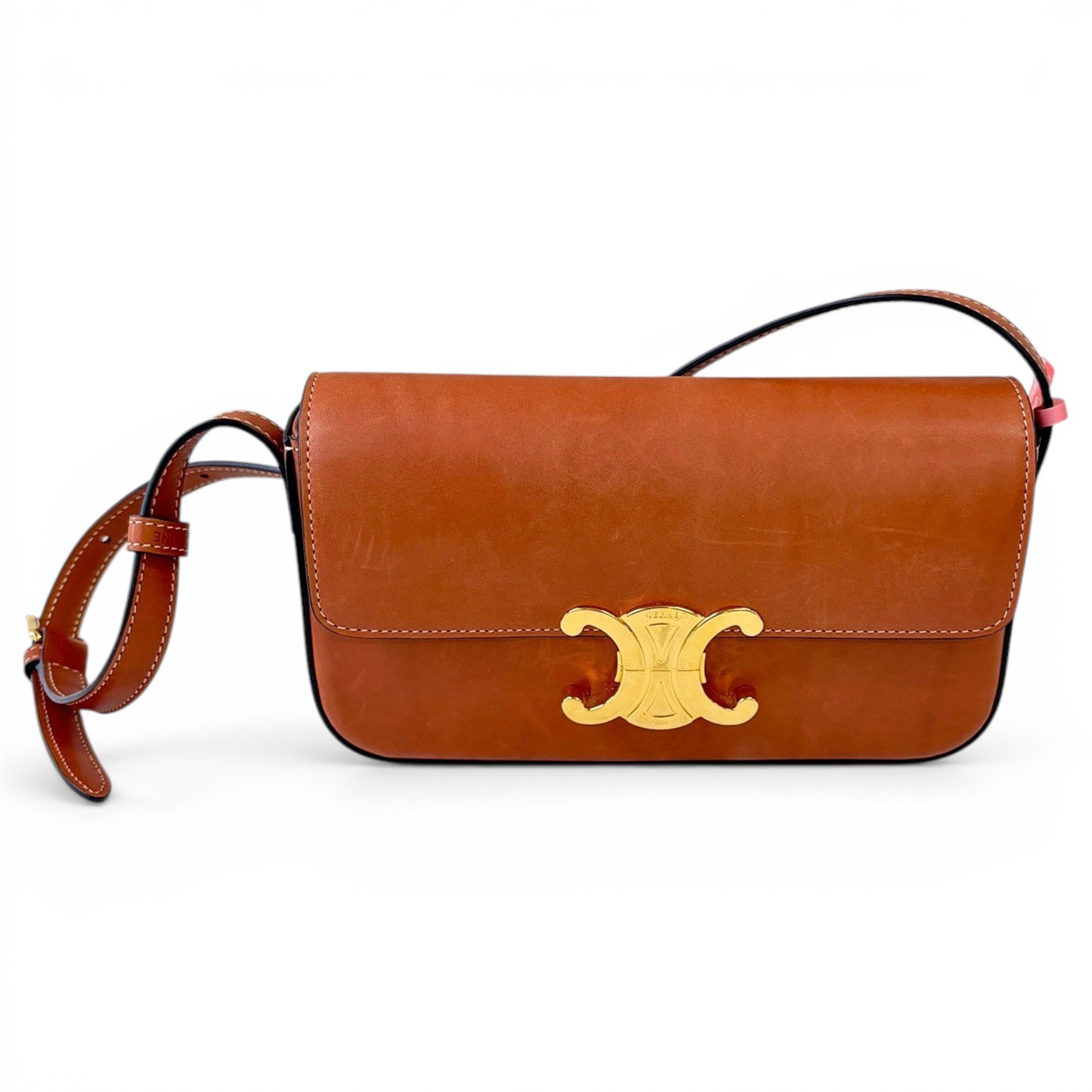 Triomphe chain leather crossbody bag