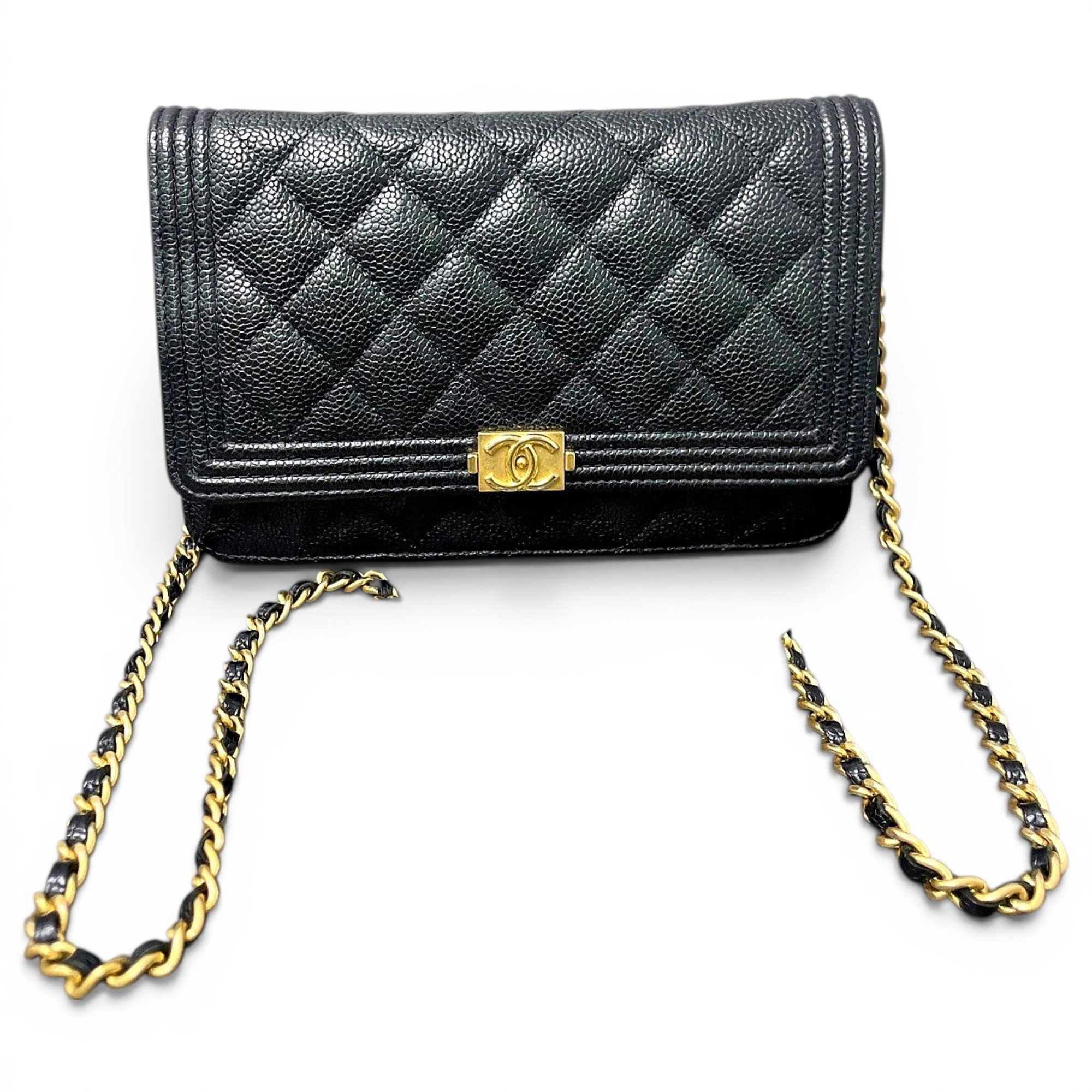 Wallet On Chain Boy Half Flap leather handbag