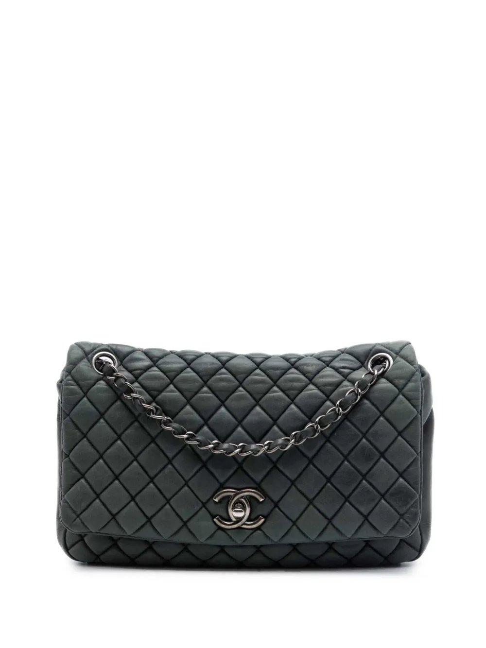 2012-2013 Large Quilted Iridescent Calfskin New Bubble Flap shoulder bag