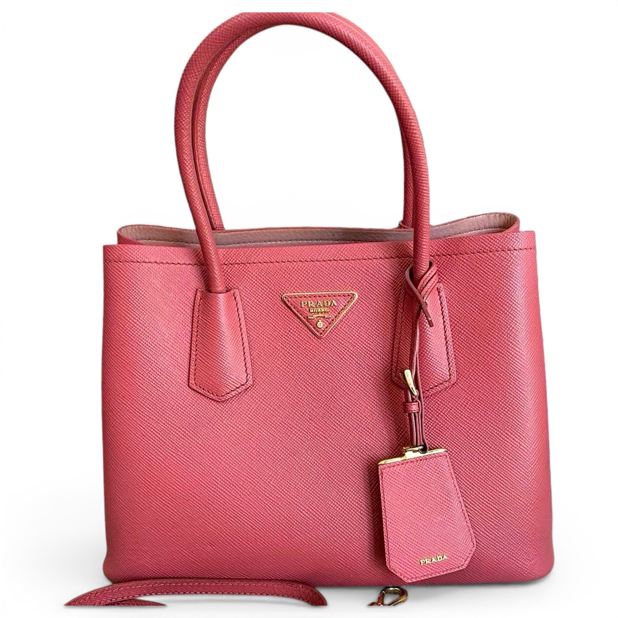 Double leather handbag