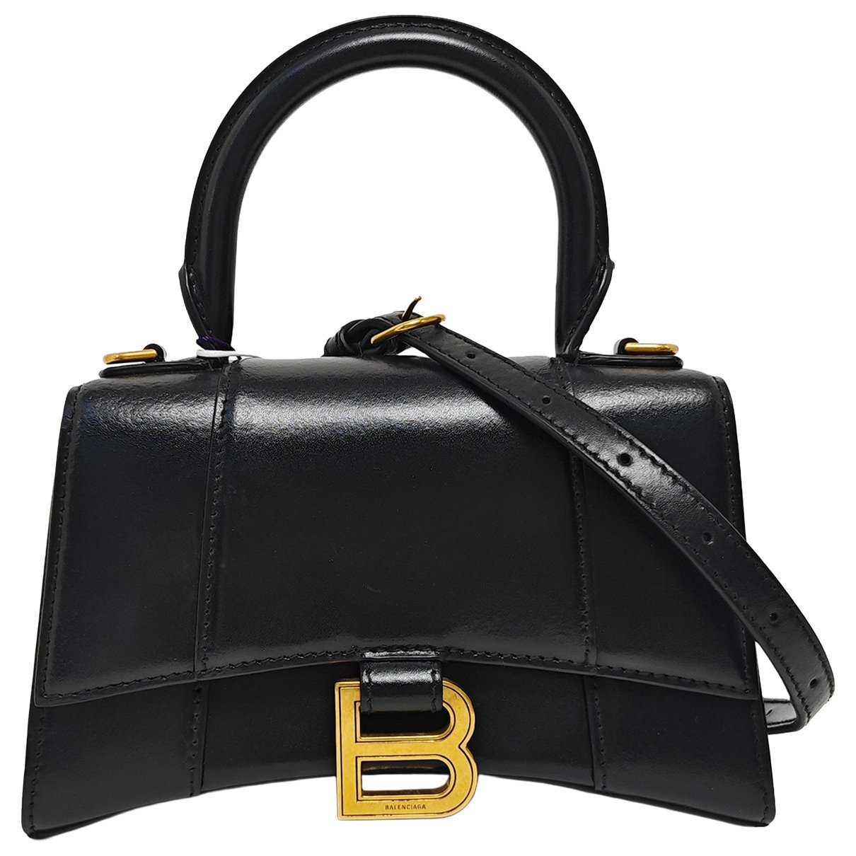 Hourglass leather handbag