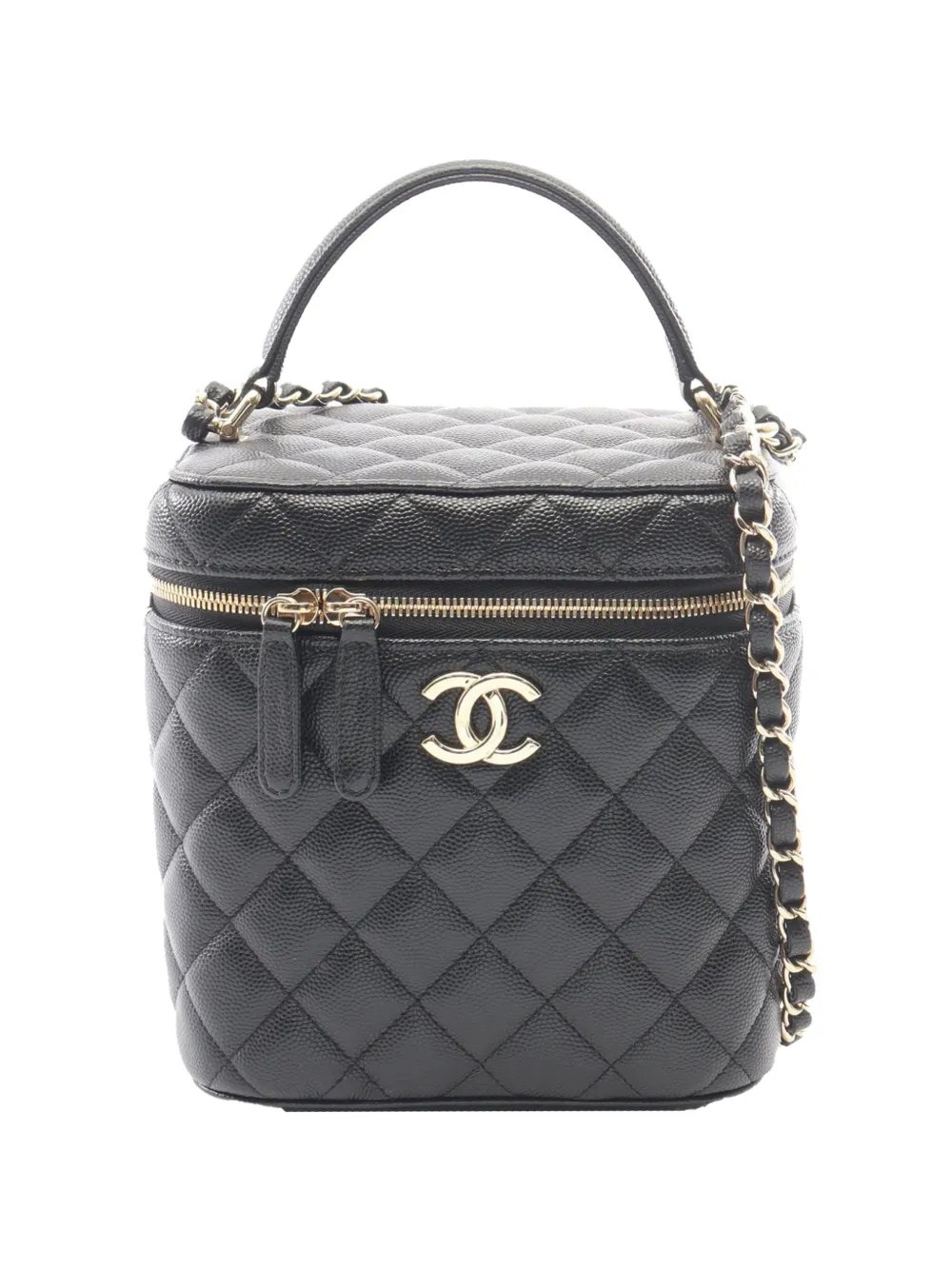 2021-2026 CC Quilted Caviar Top Handle Vanity with Chain satchel