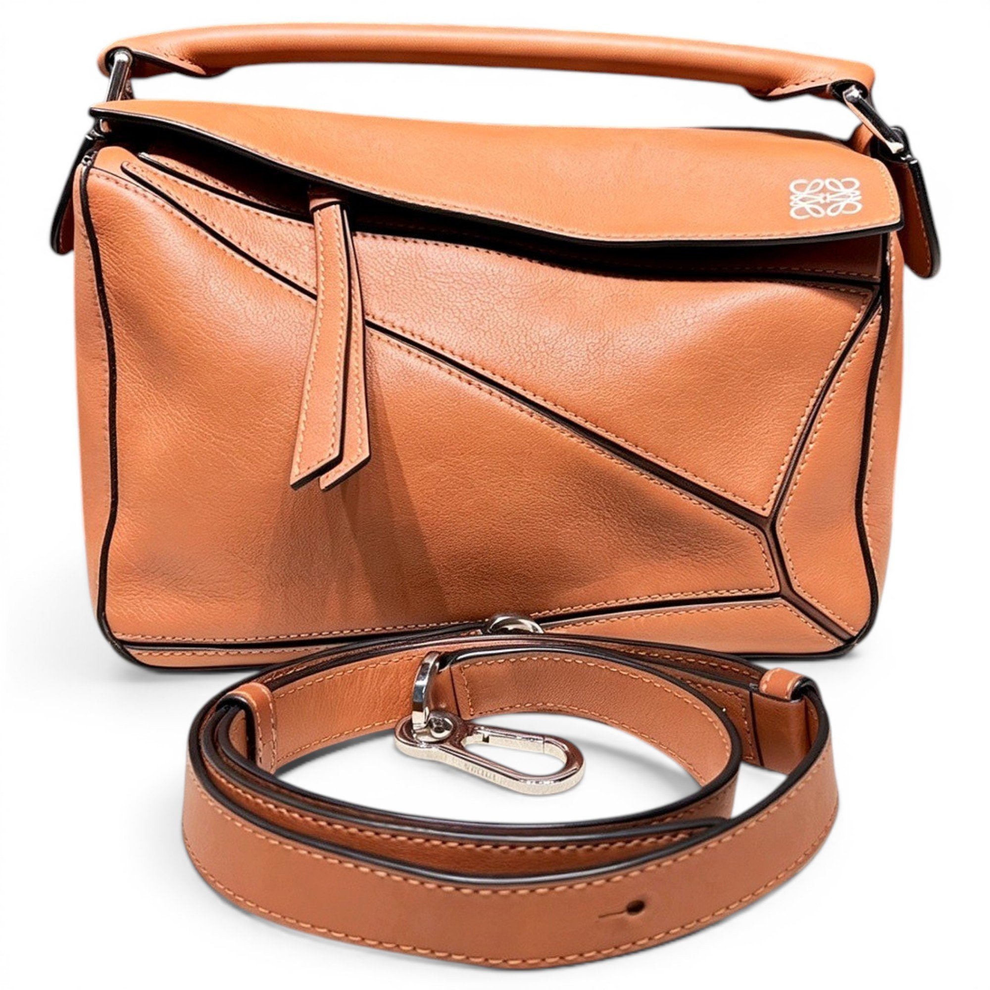 Puzzle leather handbag