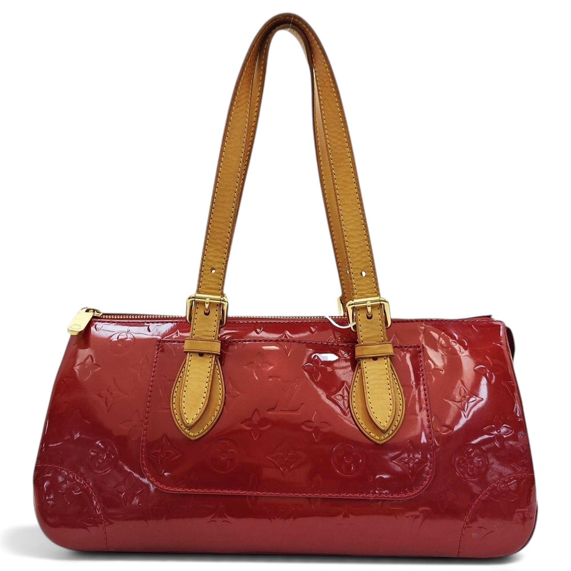Rosewood patent leather handbag
