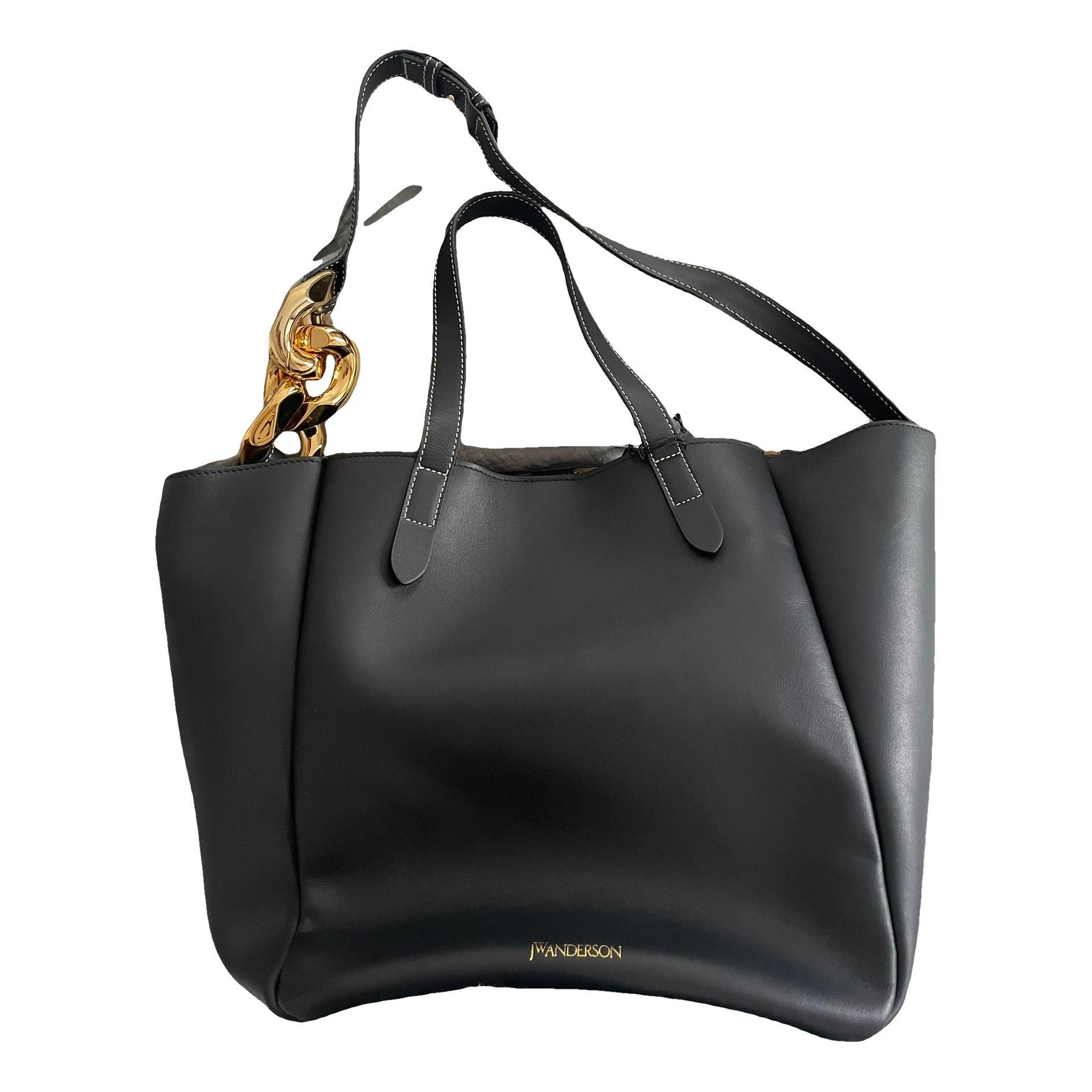 Chain leather tote
