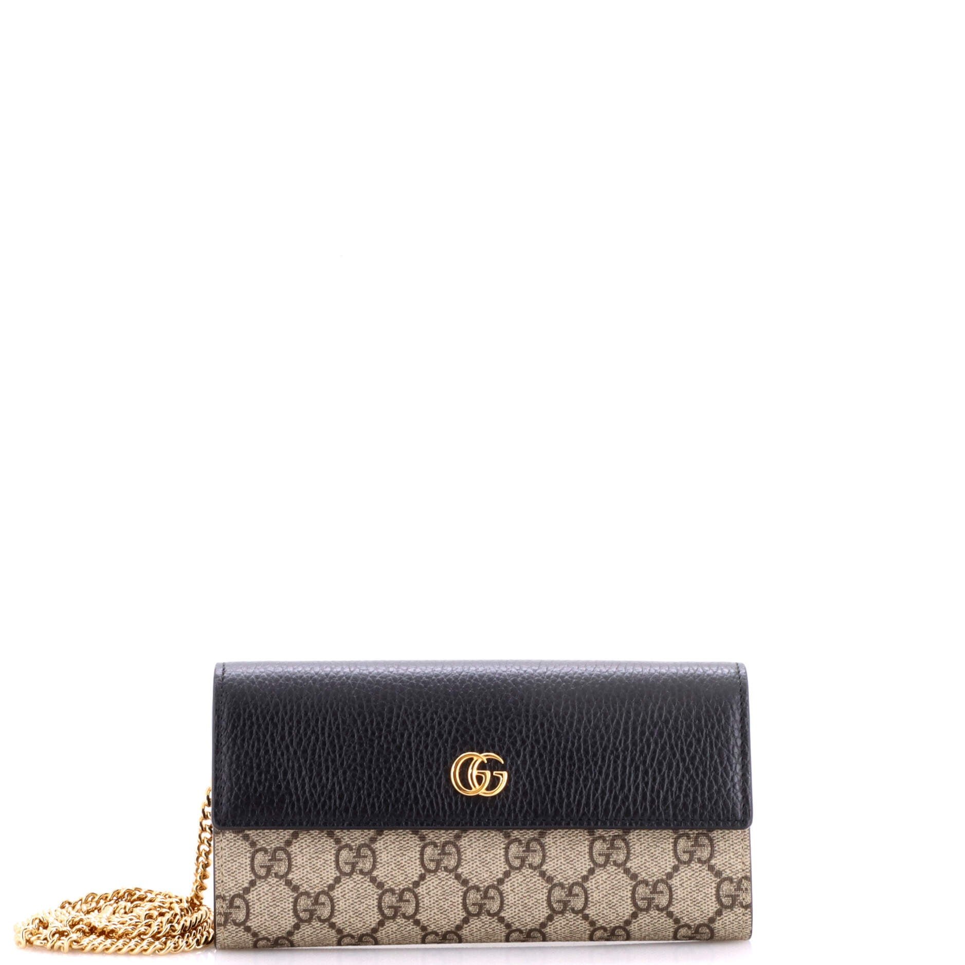 GG Marmont Continental Chain Wallet GG Coated Canvas and Leather