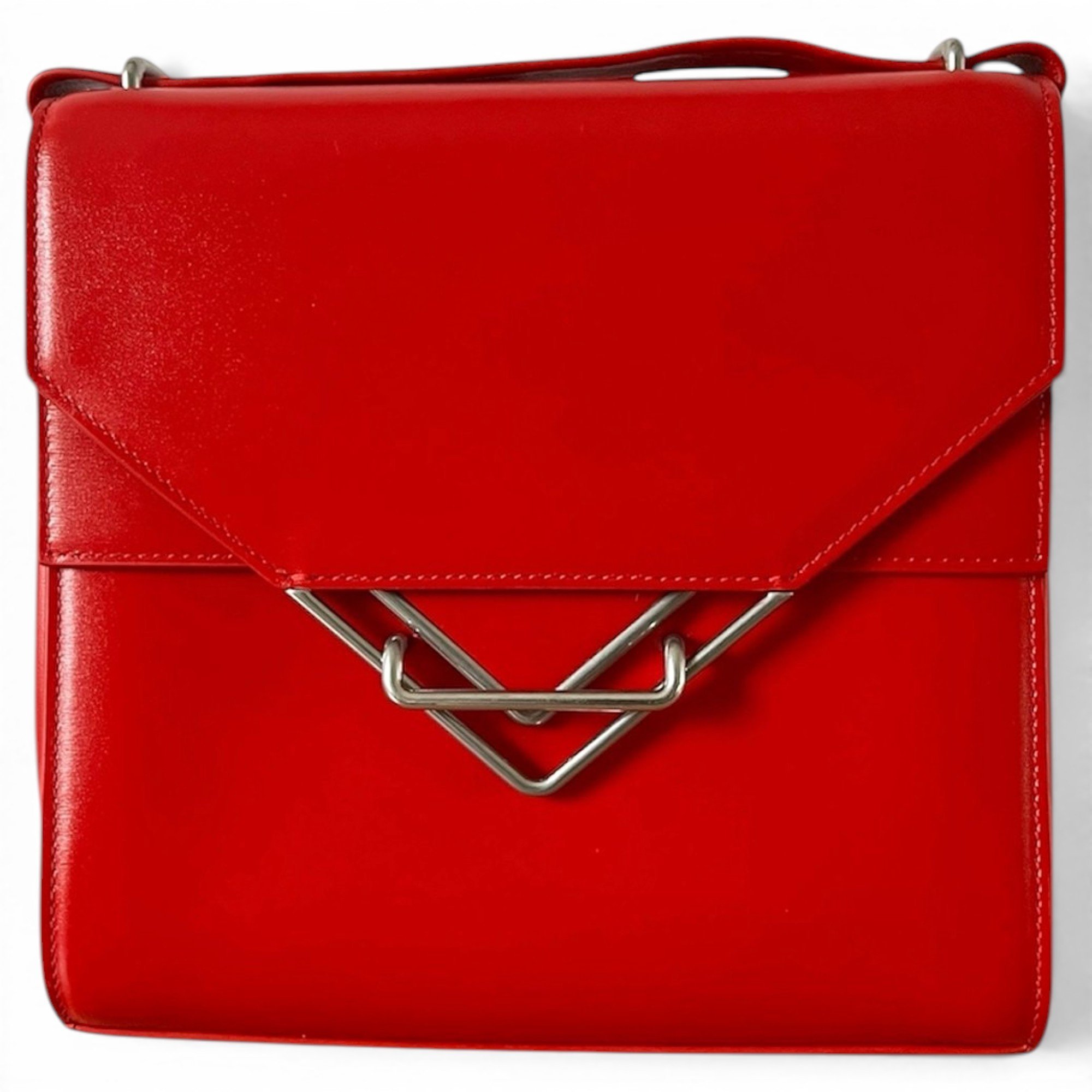 Clip leather crossbody bag