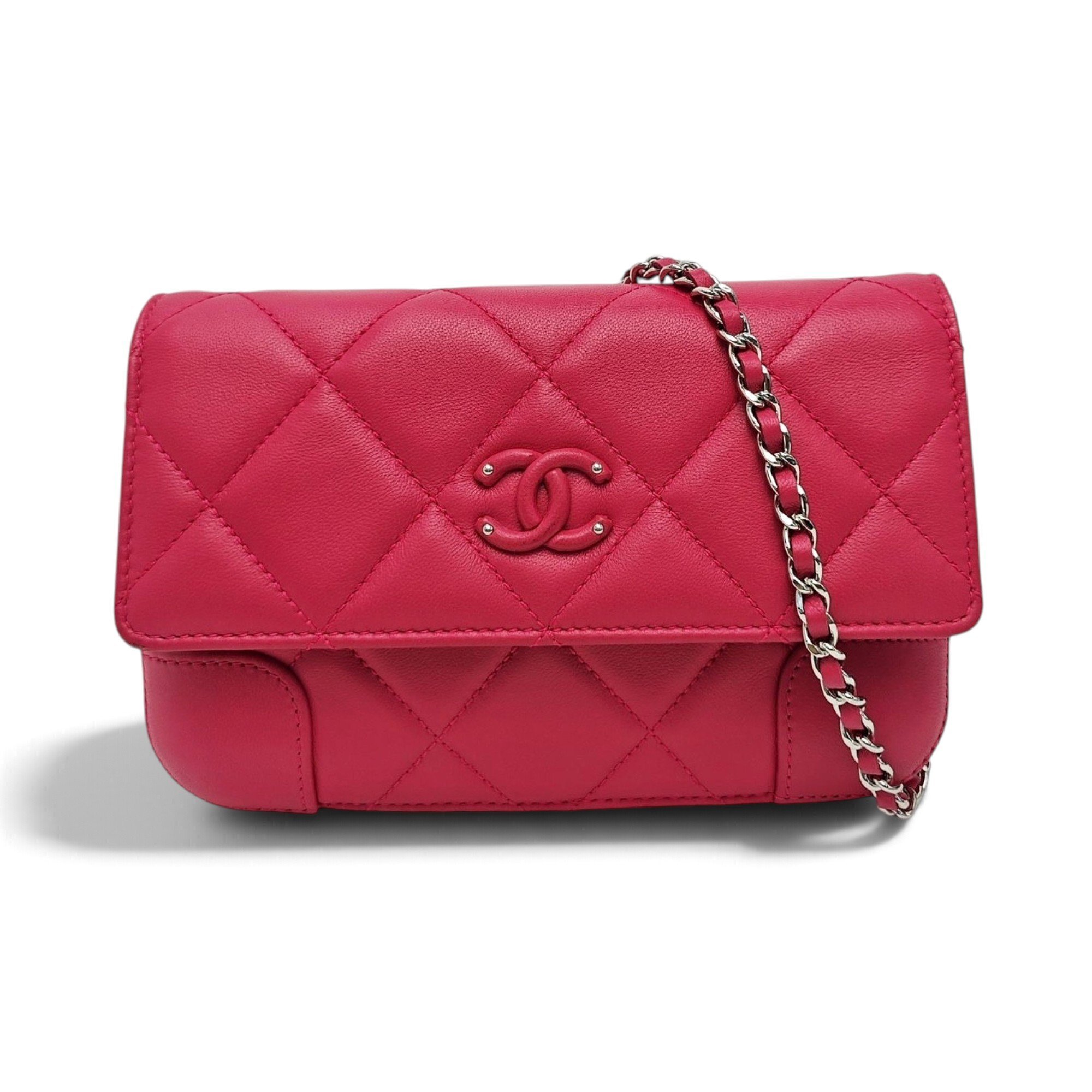 Trendy CC Wallet on Chain leather handbag