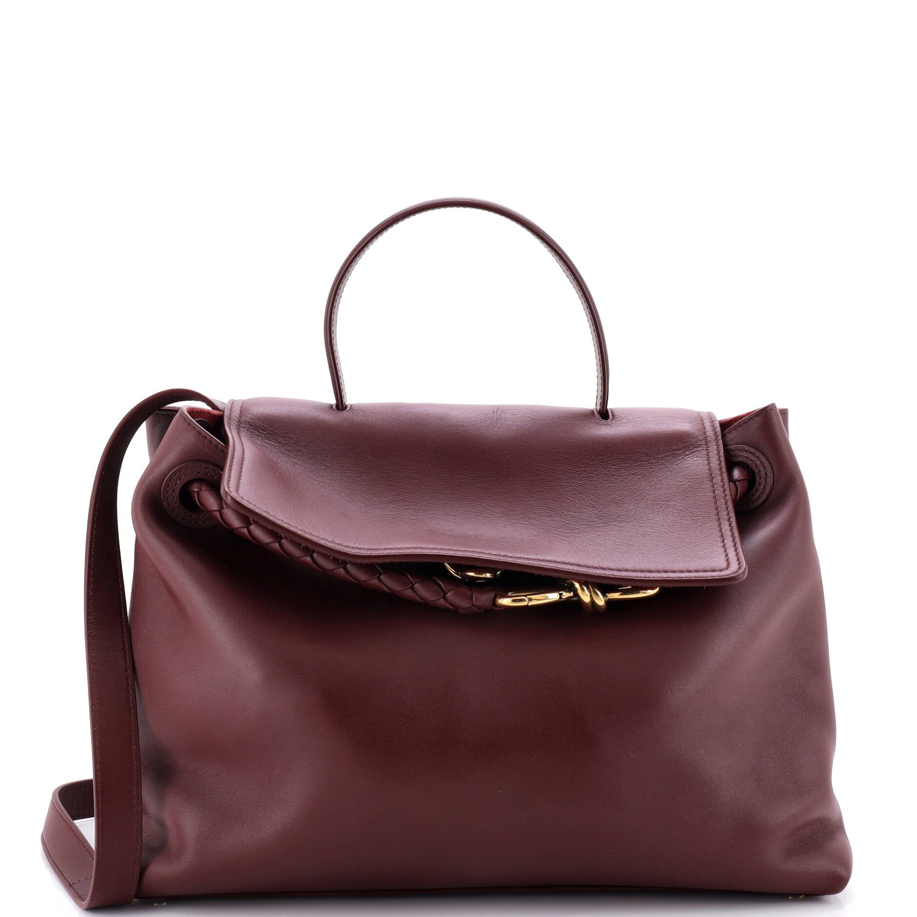 Ciao Ciao Top Handle Bag Leather with Intrecciato Detail Medium