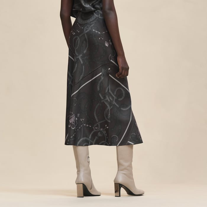 Gris Charbon "Palefroi Remix" Flowy Slanted Skirt