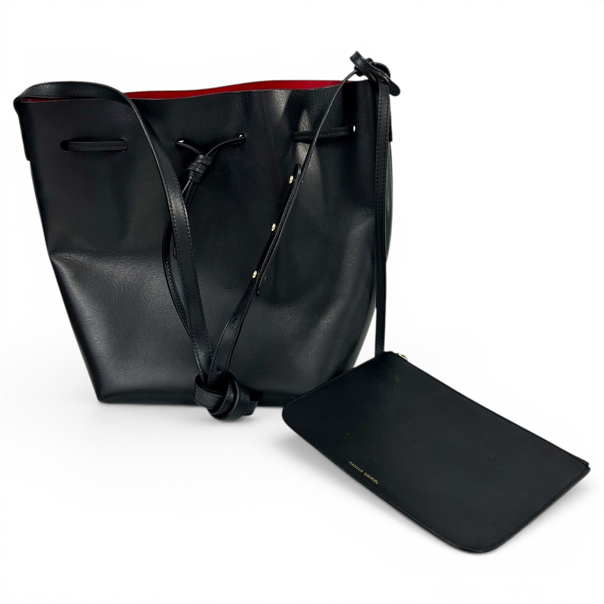 Bucket leather handbag