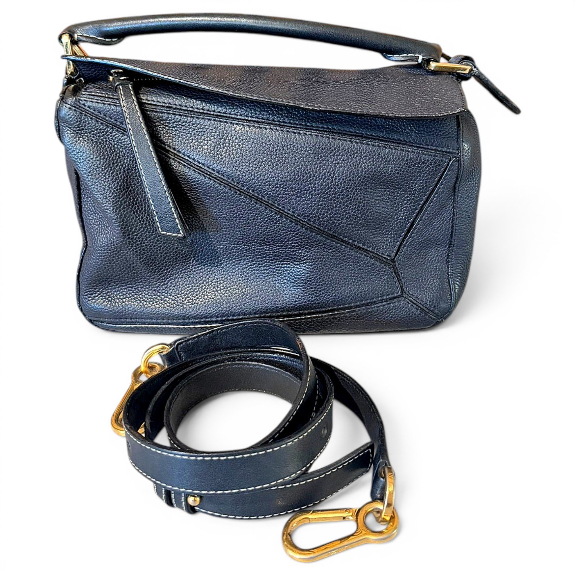 Puzzle leather handbag