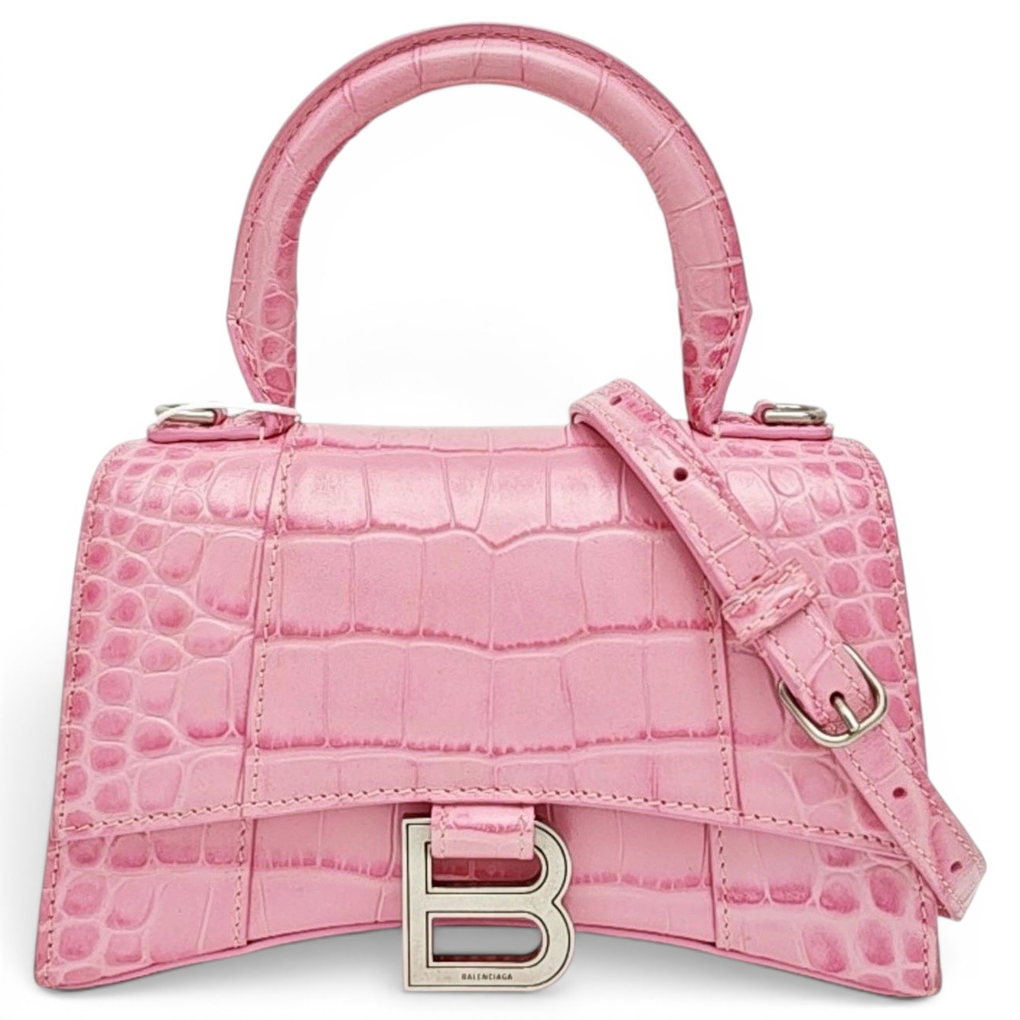 Hourglass leather handbag