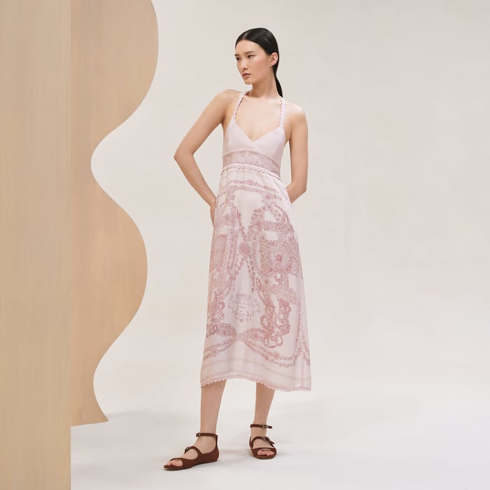 Rose Pâle "Brides De Gala En Fleurs" Twillaine Nightgown Dress