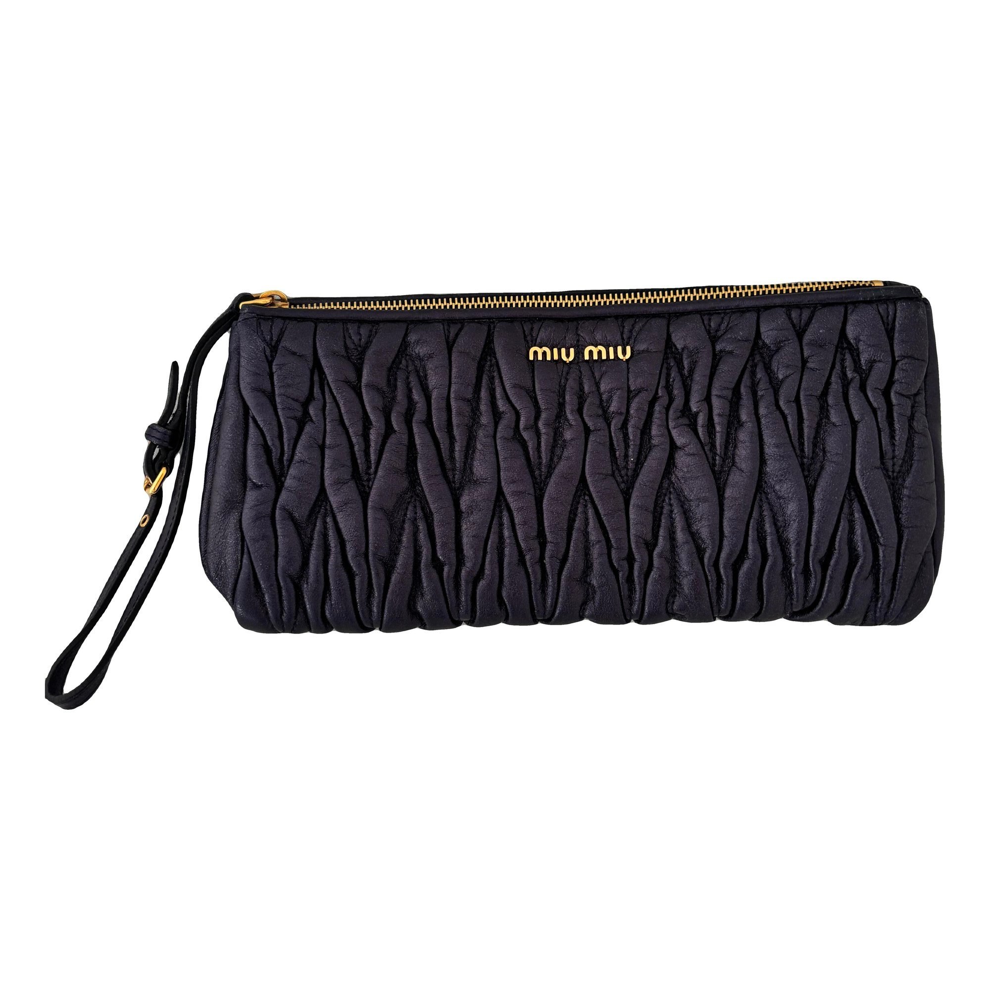 Matelassé leather clutch bag