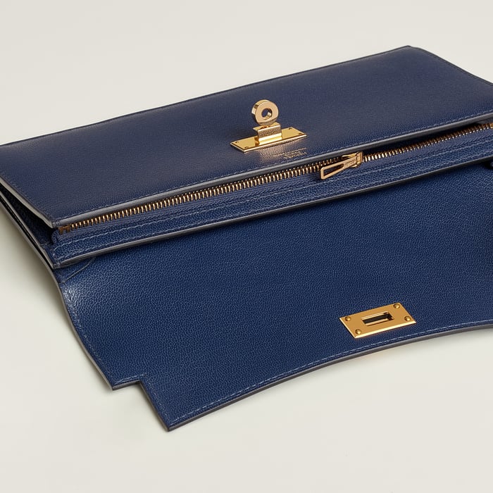 Bleu Saphir Kelly Pocket Long Wallet