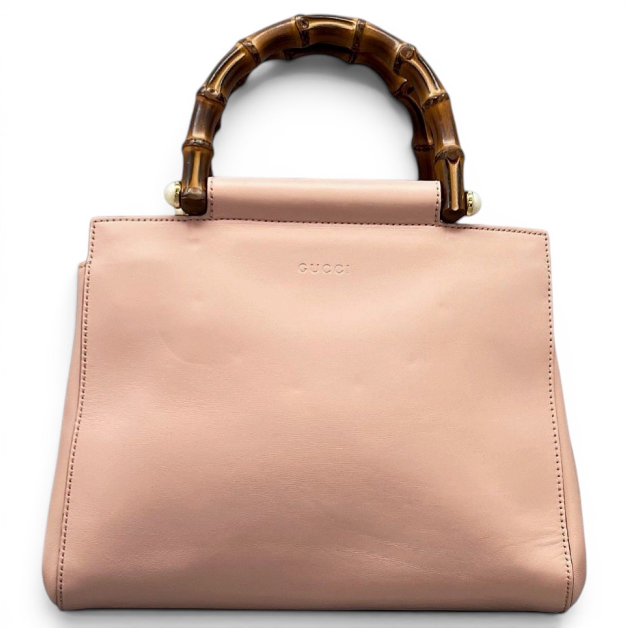 Bamboo Top Handle leather handbag