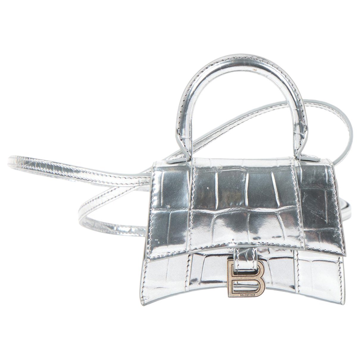 Hourglass patent leather handbag