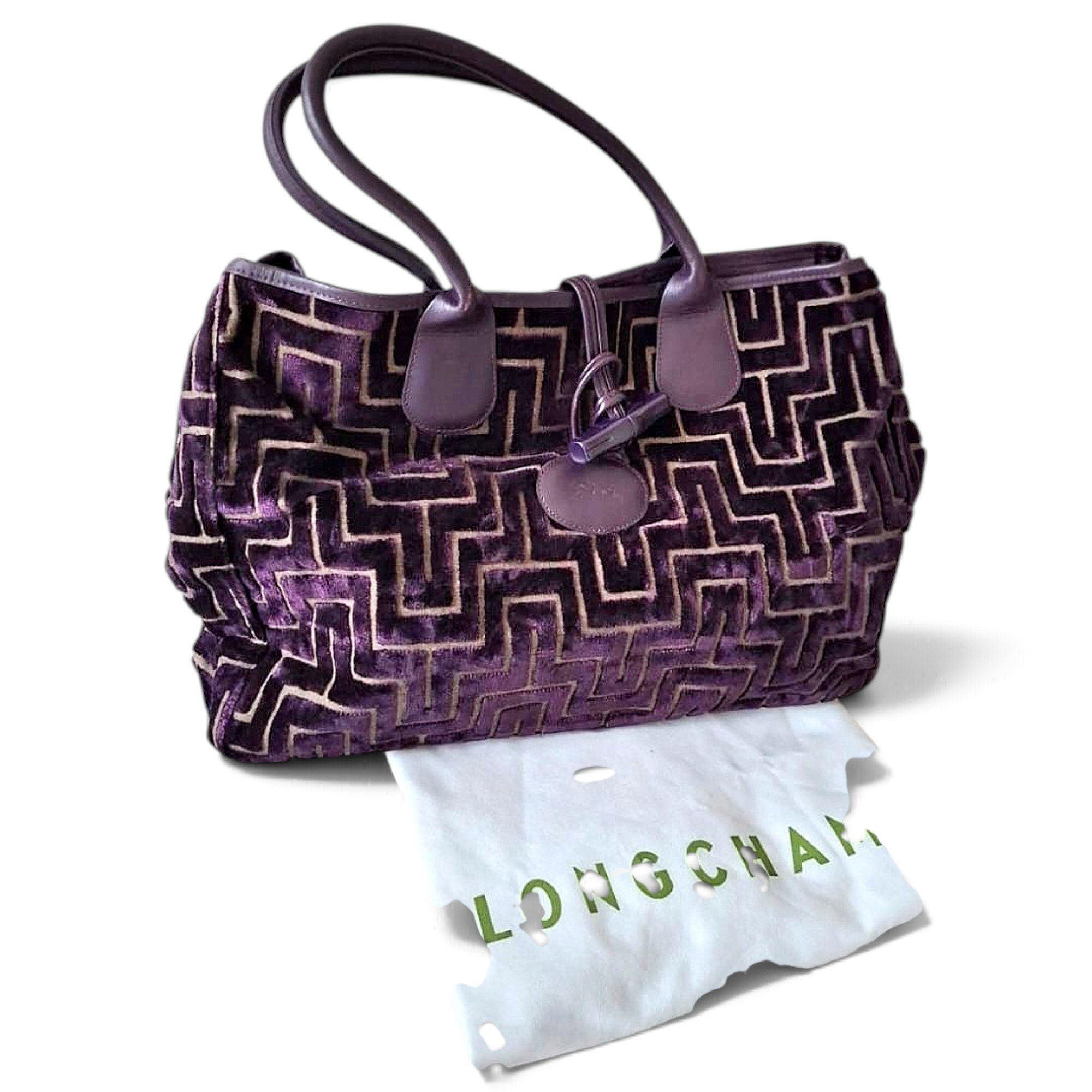 Longchamp Roseau velvet handbag