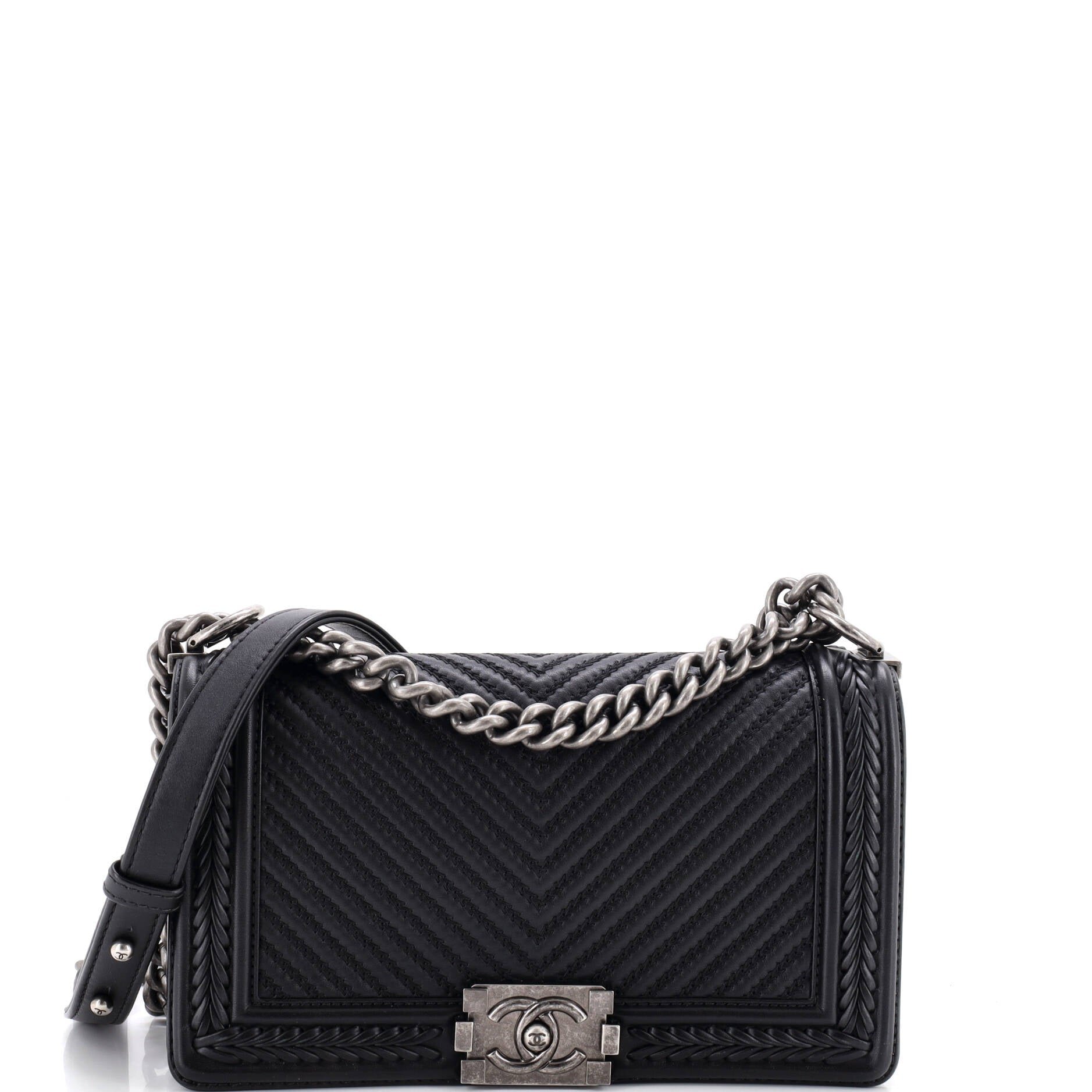 Braided Boy Flap Bag Chevron Lambskin Old Medium