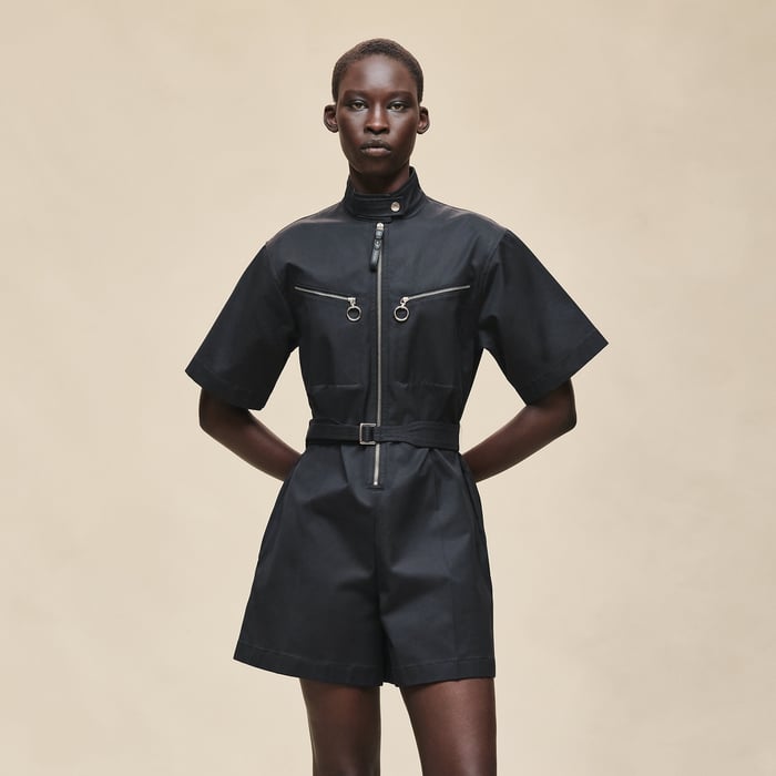 Noir Double Cotton Twill Jumpsuit
