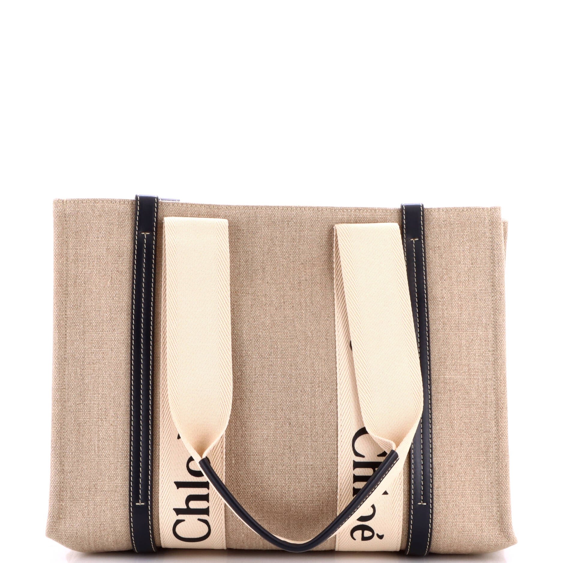 Woody Tote Canvas with Leather Medium