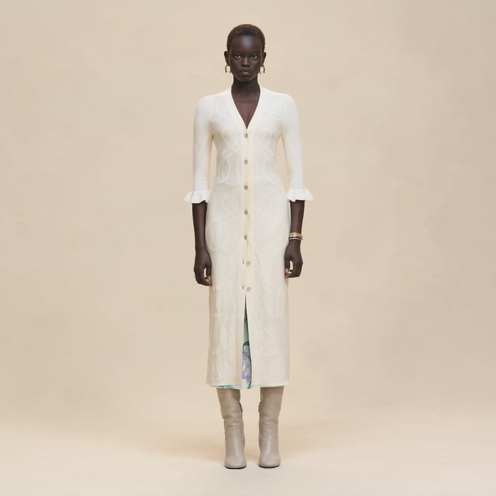 Blanc Naturel "Palefroi Remix" Light Half-length Sleeves Long Cardigan