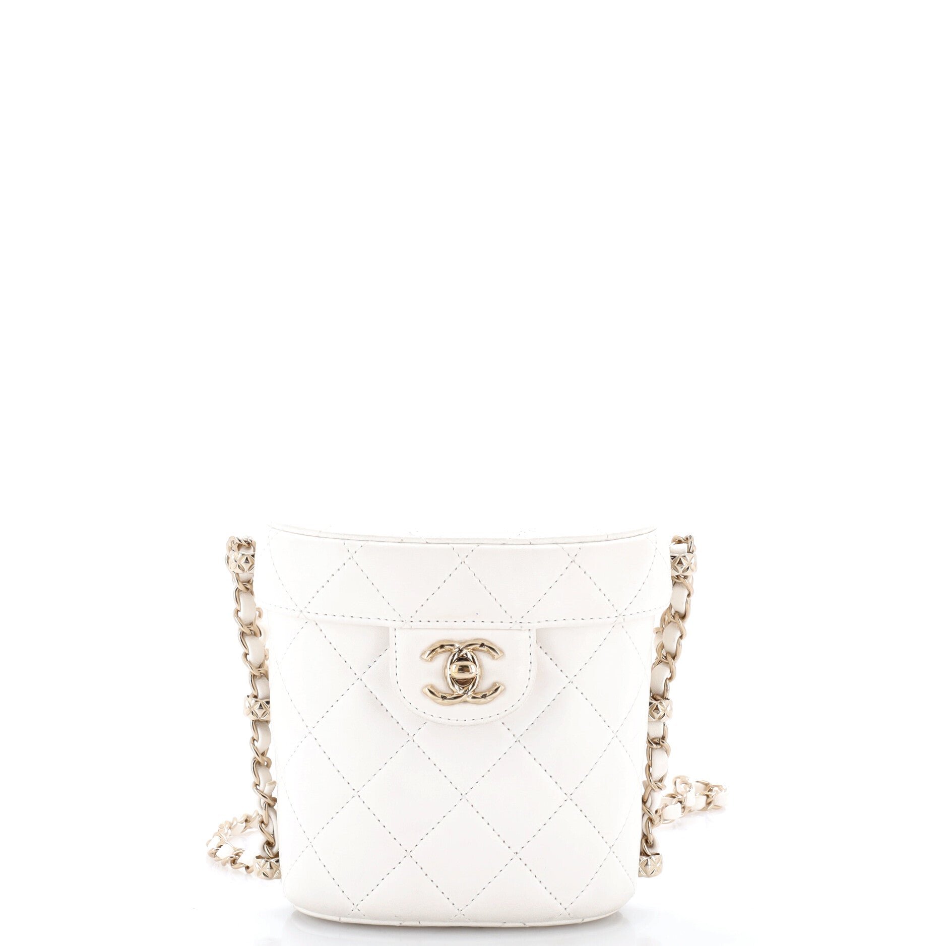 CC Box Vanity Case with Chain Quilted Lambskin Small