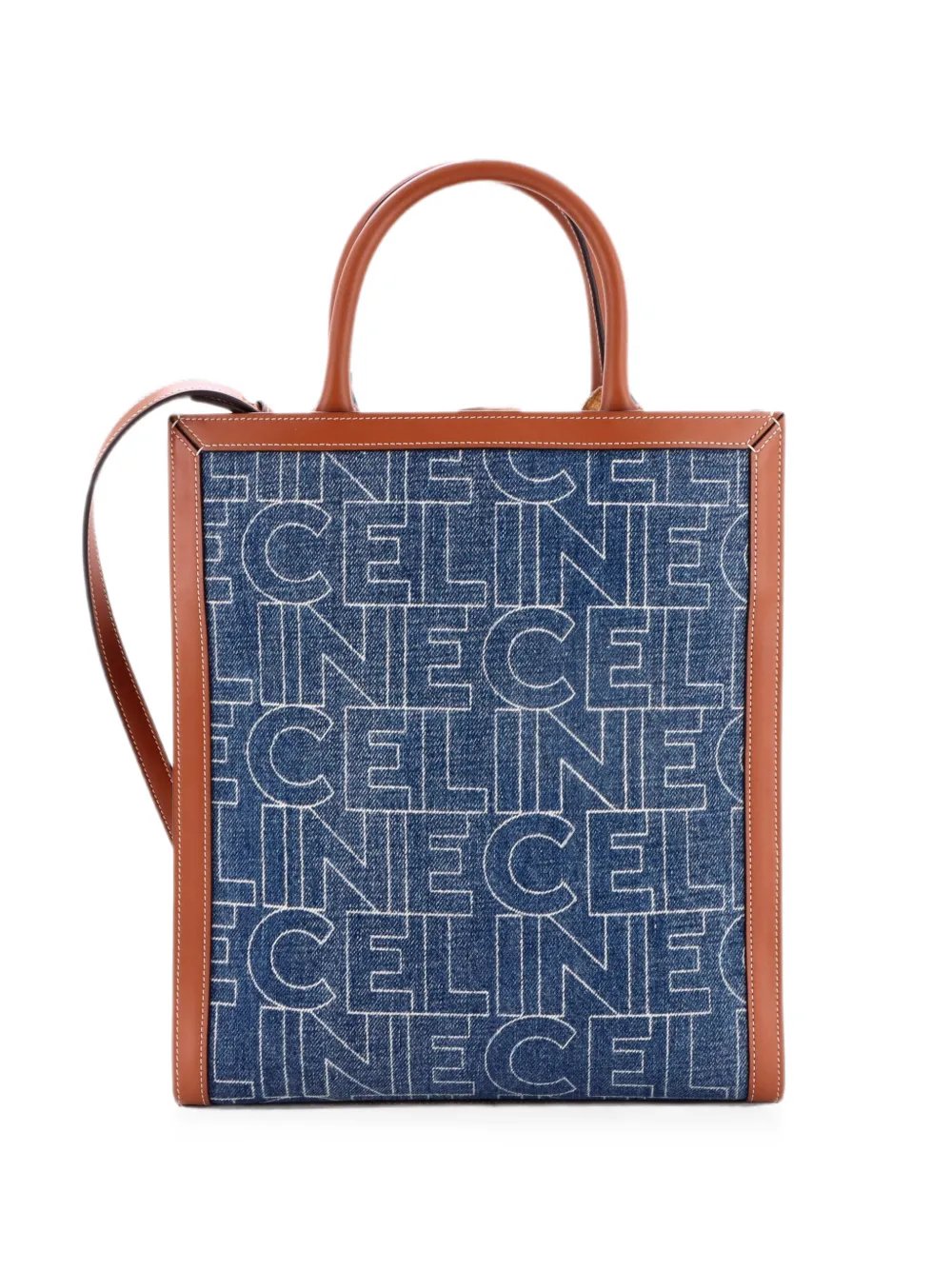 Vertical Cabas Triomphe Denim and Leather Small tote bag