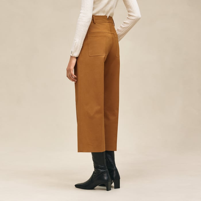 Marron Ocre Pantalon Cropped