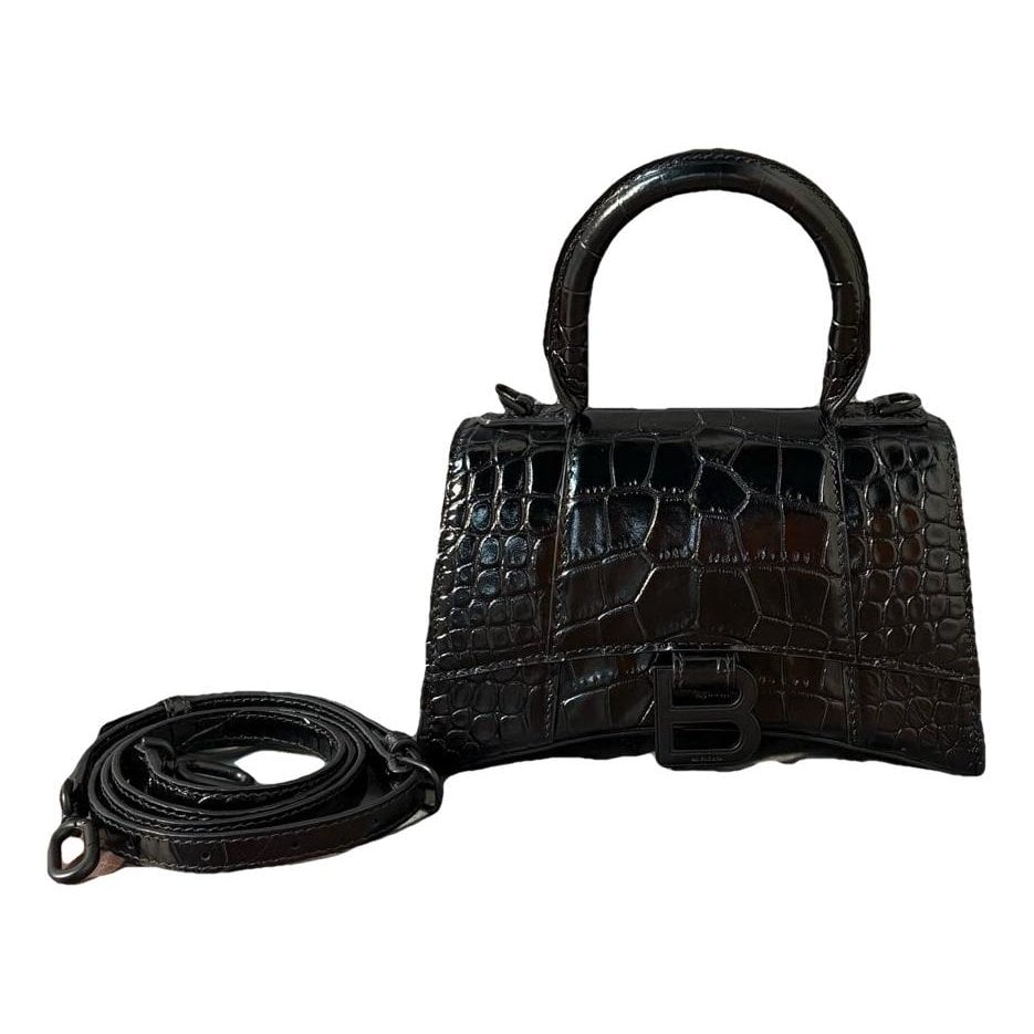 Hourglass leather handbag
