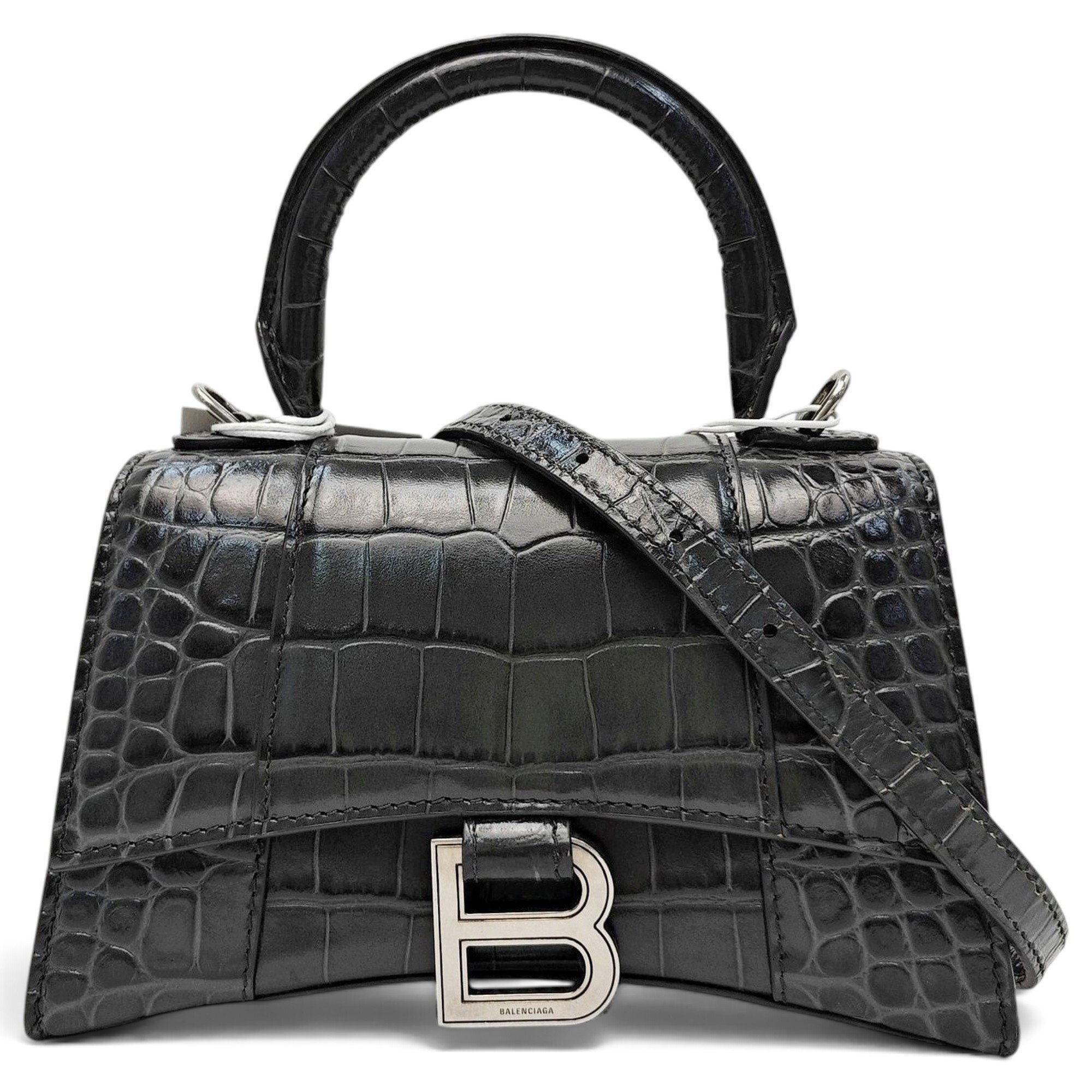 Hourglass leather handbag