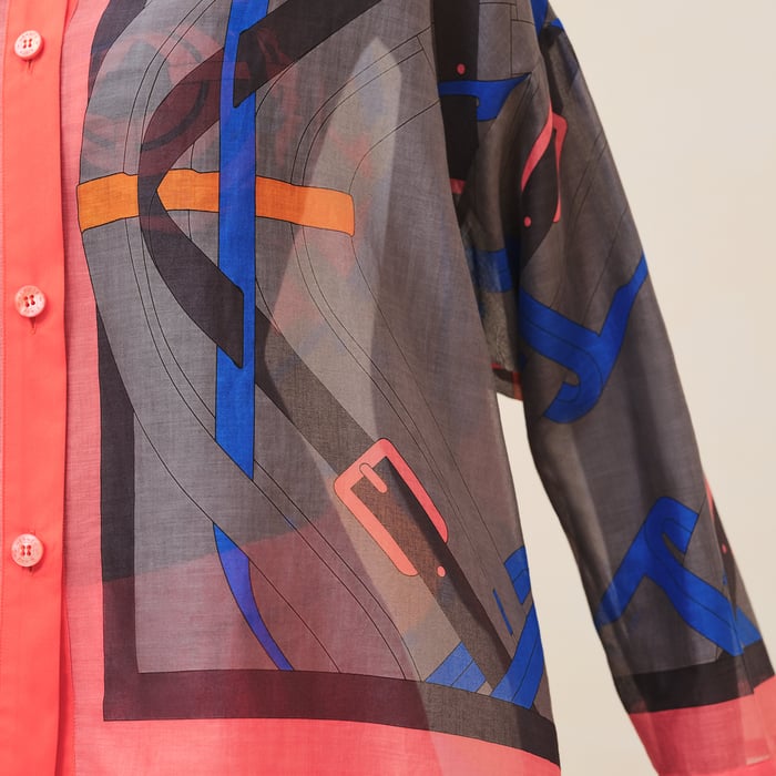 Gris Pierre Camisa De Playa Estampado "Mors À Jouets Détouré"