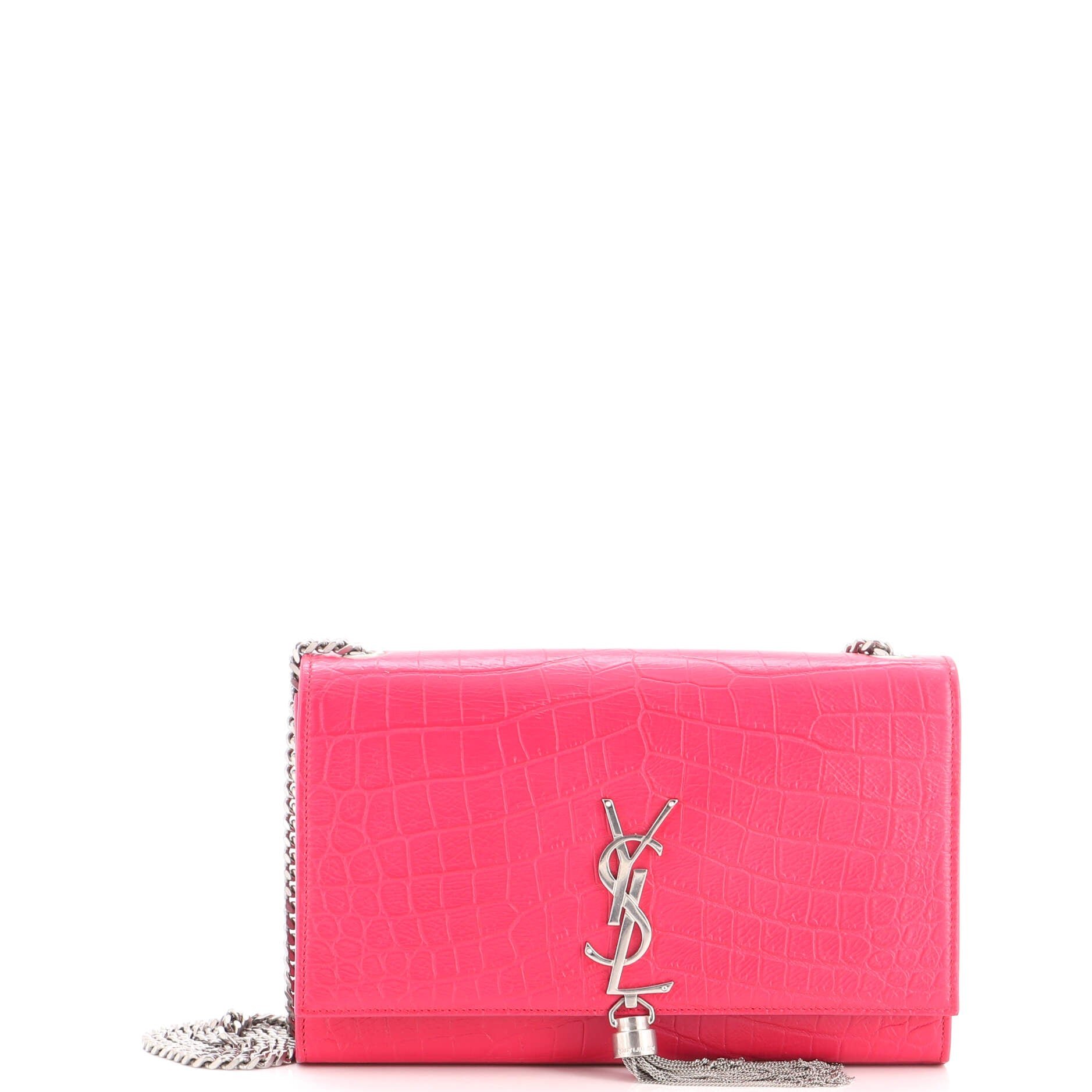 Classic Monogram Tassel Crossbody Bag Crocodile Embossed Leather Medium
