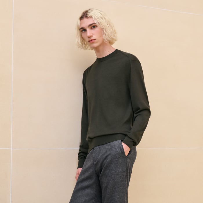 Kaki "Coutures Inversees" Crewneck Sweater