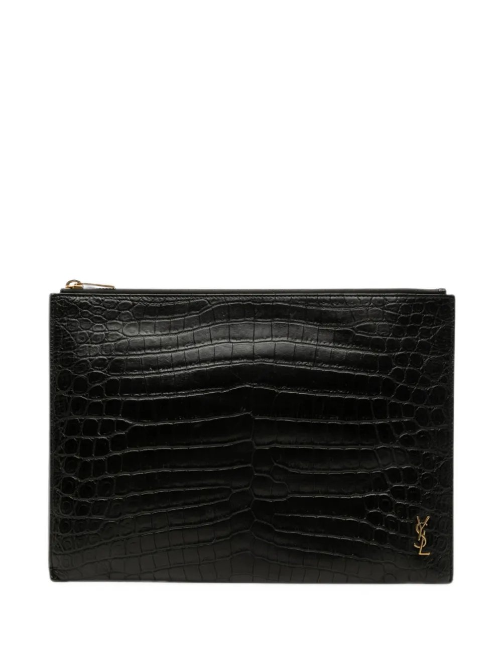 2020 Croc Embossed Leather Tiny Monogram Zipped Tablet Holder clutch bag