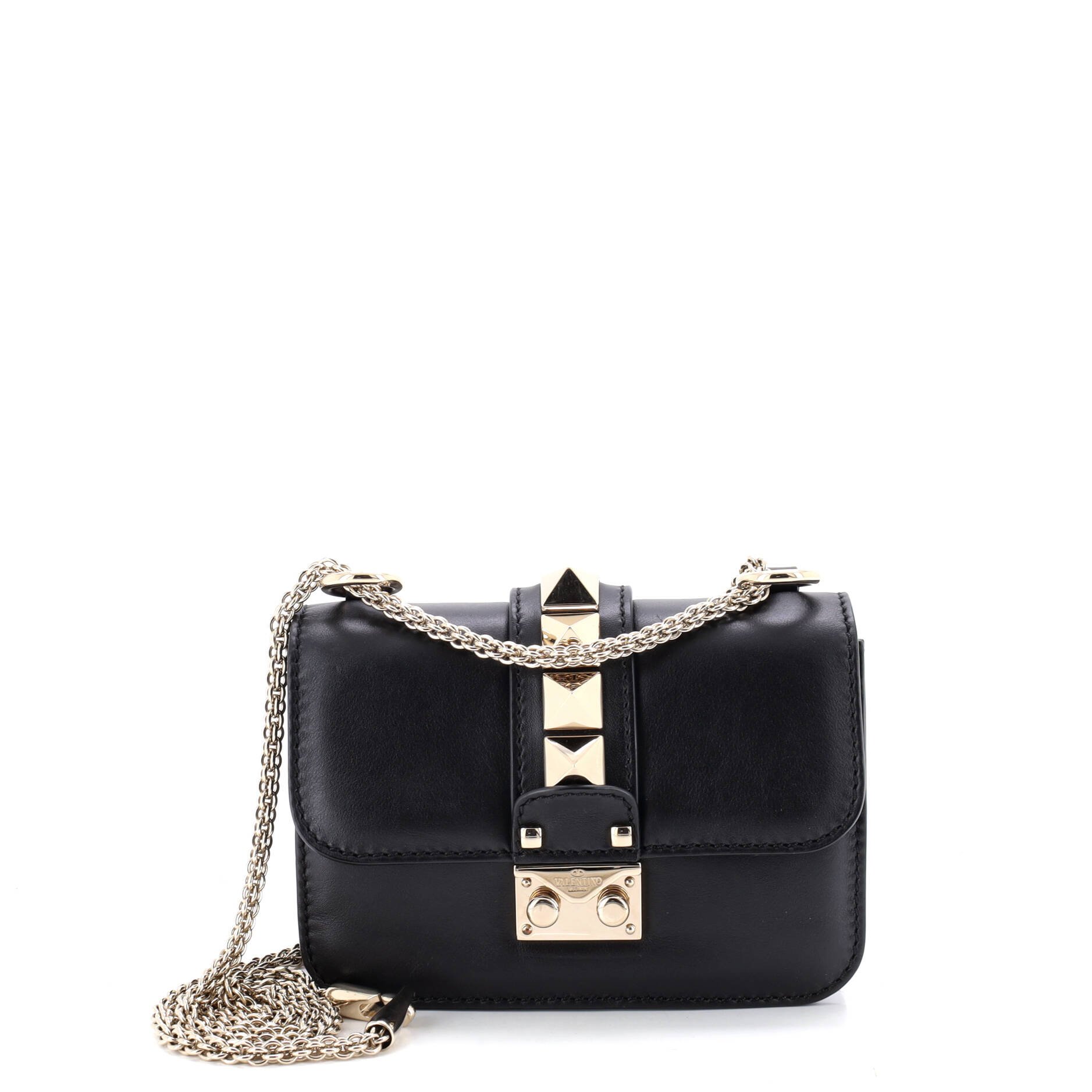 Glam Lock Shoulder Bag Leather Mini