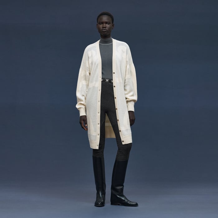 Blanc Naturel Long Cashmere Cardigan