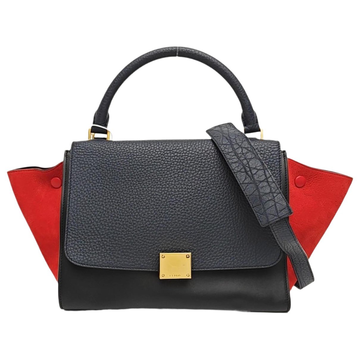 Trapèze leather handbag