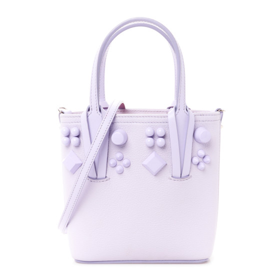 Christian Louboutin Calfskin Empire Spike Studded Mini North South Cabata Tote Lilac Smoke