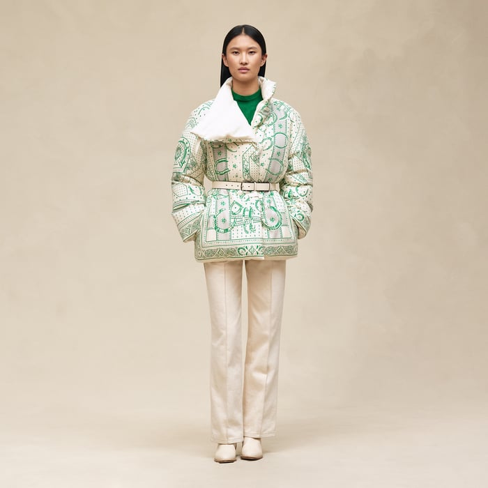 Blanc Nacre "Porte-bonheur Chevron" Coat